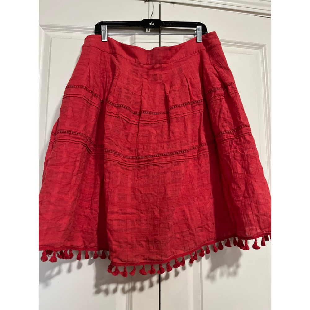 EUC Women's Talbots Red Tiered Tassel Mini Skirt L - Picture 10 of 10